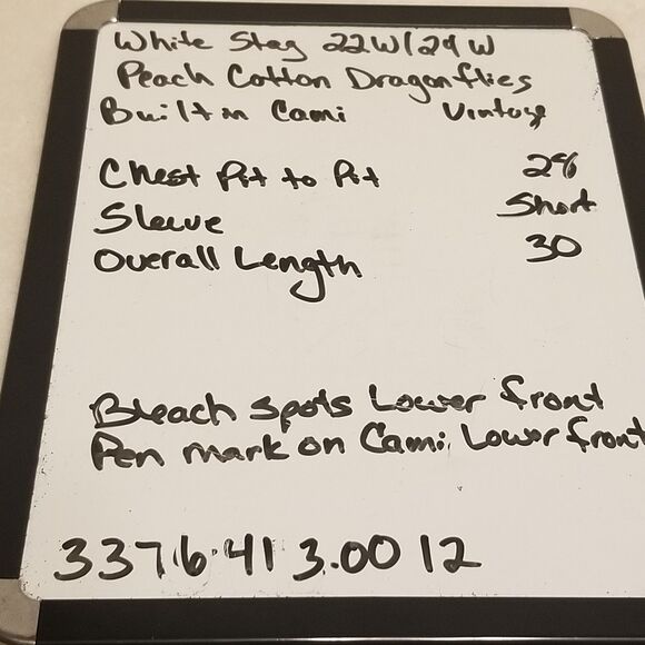 Vtg White Stag 22/24W Shirt Peach Cotton Embroidered Dragonfly Built In Tank Top - Picture 11 of 11